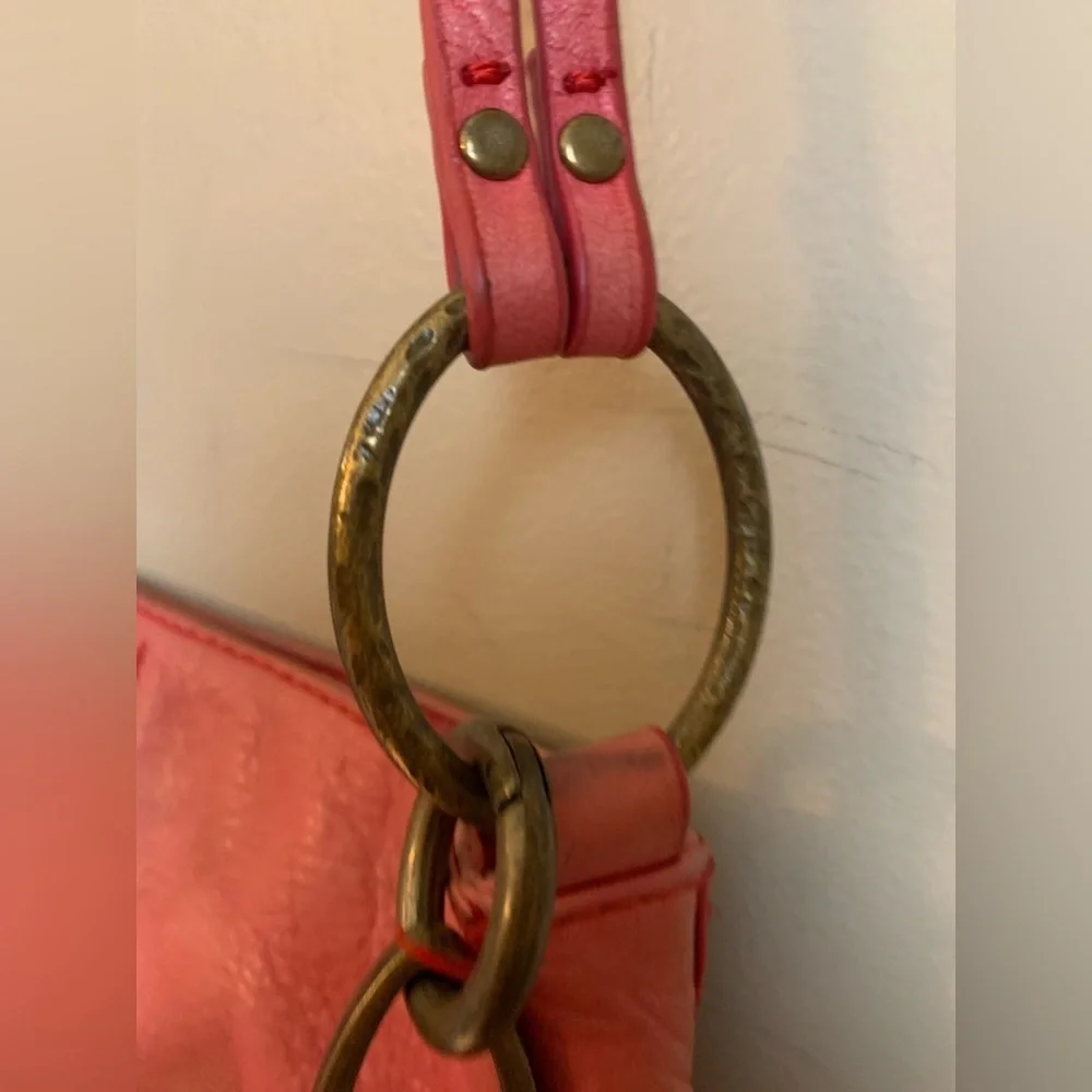 Lucky brand leather pink crossbody purse Bohemian boho hippie grungy festival